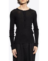 Tom Ford - Henley Long-Sleeved Rib Knit T-Shirt - Lyst
