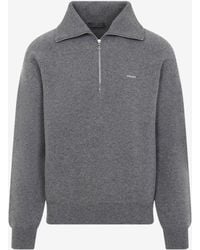 Prada - Half-Zip Knit Polo Sweater - Lyst