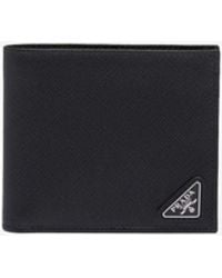 Prada - Triangle Logo Saffiano Leather Wallet - Lyst