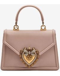 Dolce & Gabbana - Small Devotion Metallic Leather Top Handle Bag - Lyst