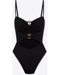 Moschino - Cut-Out Logo Plaque One-Piece Swimsuit - Lyst