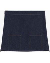 Fendi - Logo Patch Mini Denim Skirt - Lyst