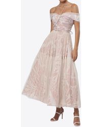 ZEENA ZAKI - Off-Shoulder Jacquard Chiffon And Tulle Gown - Lyst