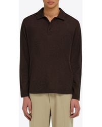Ferragamo - Logo Embroidered Long-Sleeved Polo T-Shirt - Lyst