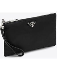 Prada - Triangle Logo Re-Nylon And Saffiano Leather Envelope Pouch - Lyst
