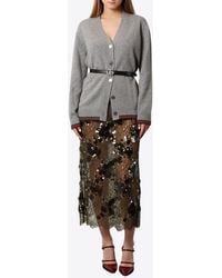 Gucci - Wool And Cashmere Cardigan With Web Band - Lyst