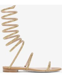 Rene Caovilla - Cleo Crystal-embellished Flat Sandals - Lyst