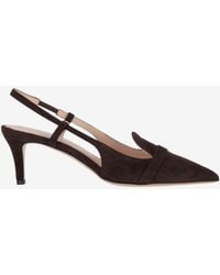 P.A.R.O.S.H. - 70 Suede Leather Slingback Pumps - Lyst