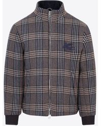 Etro - Prince-Of-Wales Virgin Wool Padded Jacket - Lyst