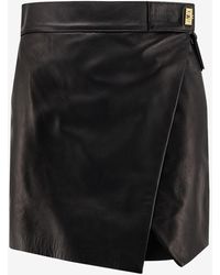 Elisabetta Franchi - Asymmetrical Mini Leather Wrap Skirt - Lyst