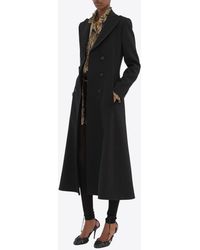 Chloé - Double-Breasted Wool Crepe Long Coat - Lyst