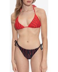 Moschino - Logo Print Halterneck Bikini Top - Lyst
