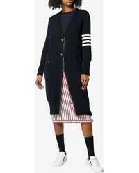 Thom Browne - 4-Bar Striped Milano Stitch Long Wool Cardigan - Lyst