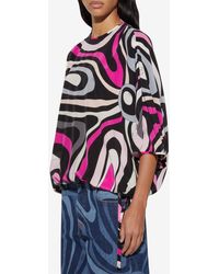 Emilio Pucci - Marmo Print Cape Blouse - Lyst