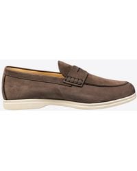 Corneliani - Suede Loafers With Penny-Strap - Lyst