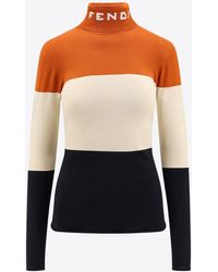 Fendi - Colorblocked High-Neck Sweater - Lyst