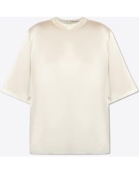 Saint Laurent - Crewneck Silk T-Shirt - Lyst