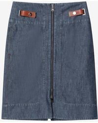 Fendi - Zip-Up Denim Mini Skirt - Lyst