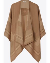 Fendi - Wool And Cashmere Logo Jacquard Poncho - Lyst