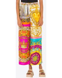 Moschino - Scarf Print Silk Pants - Lyst