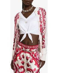Dolce & Gabbana - Majolica Print Silk Cardigan - Lyst
