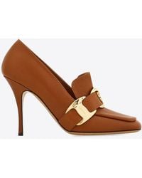 Ferragamo - Limania 95 Maxi Vara Leather Pumps - Lyst