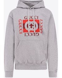 Gucci - Interlocking G Print Drawstring Hoodie - Lyst