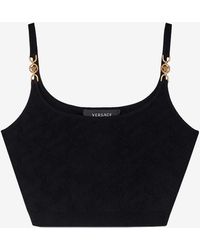 Versace - Greca Knitted Cropped Top - Lyst