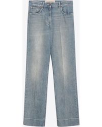 Valentino - Logo Patch Straight-Leg Faded Jeans - Lyst