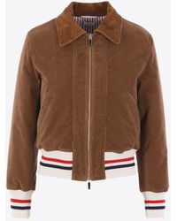 Thom Browne - Wale Corduroy Cropped Aviator Jacket - Lyst