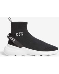DSquared² - Icon Fly High-Top Stretch Knit Sneakers - Lyst