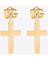 Dolce & Gabbana - Dg Logo Clip-On Cross Earrings - Lyst