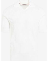 Brunello Cucinelli - Ribbed Short-Sleeved Polo T-Shirt - Lyst