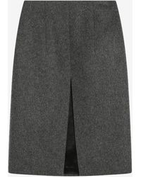Prada - Wool Skirt With Front Slit - Lyst