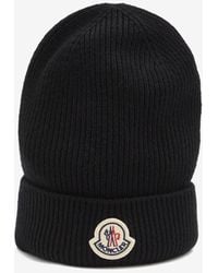 Moncler - Iconic Logo Patch Wool Beanie - Lyst