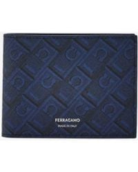 Ferragamo - Monogram Hammered Leather Wallet - Lyst