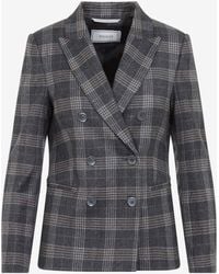Peserico - Prince Of Wales Check Wool Blazer - Lyst