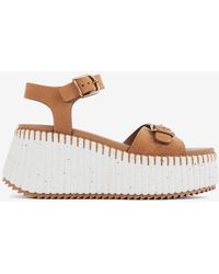 Chloé - Isla 105 Calf Leather Wedge Sandals - Lyst