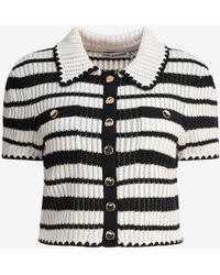 Self-Portrait - Striped Knit Cropped Top - Lyst