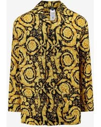 Versace - Barocco Print Long-Sleeved Silk Shirt - Lyst
