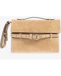 Moschino - Tie Me Suede Top Handle Bag - Lyst