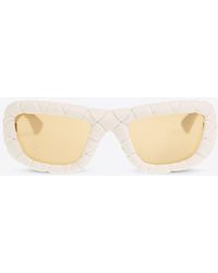Bottega Veneta - Intrecciato Rectangular Sunglasses - Lyst