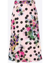 MSGM - Floral Print Polka Dot Midi Skirt - Lyst