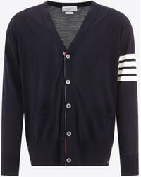 Thom Browne - 4-Bar Stripes Merino Wool Cardigan - Lyst