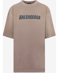 Balenciaga - Logo Print Boxy-Fit T-Shirt - Lyst