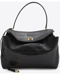 Balenciaga - Medium Rodeo Croc-Embossed Leather Top Handle Bag - Lyst