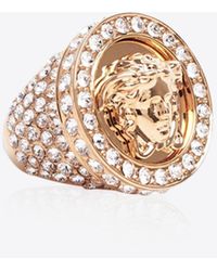 Versace - Medusa Crystal-Embellished Plated Ring - Lyst