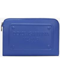 Dolce & Gabbana - Logo-Embossed Leather Pouch - Lyst