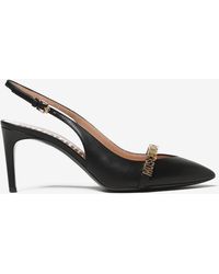 Moschino - 80 Logo Lettering Slingback Pumps - Lyst
