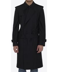 Burberry - Double-Breasted Long Silk Trench Coat - Lyst
